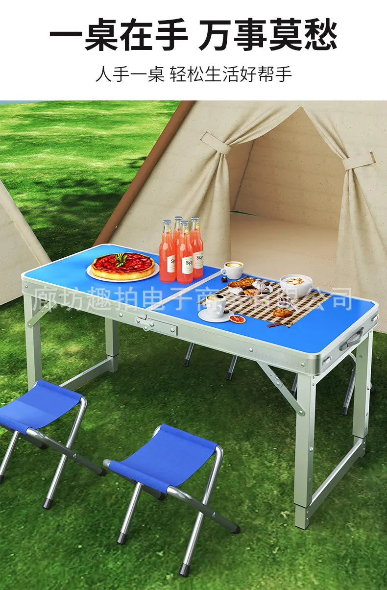 Folding Table Outdoor Stall Night Market Household Foldable Portable Aluminum Alloy Camping and Picnic Table and Chair