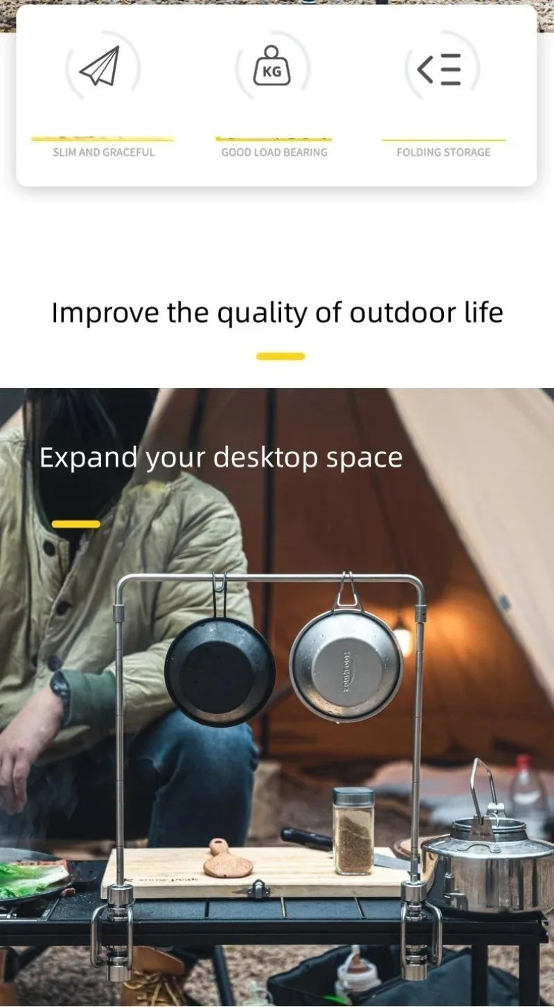 Outdoor IGT Table Portable Expandable Desktop Frame Camping Light Pole Stand Stainless Steel Desktop IGT Hike Accessories