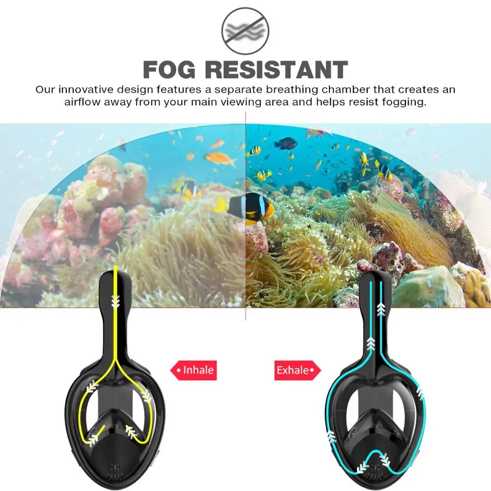 Professional Snorkeling Diving Mask Underwater Scuba Full Face Snorkel Mask Anti Fog Goggles for Kids Adult Swimming Equipment