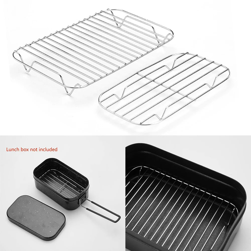 1pcs Lunch Box Steaming Rack Stainless Steel Lunch Box Steaming Rack Outdoor Picnic Cookware Cooking Supply For Outdoor Camping