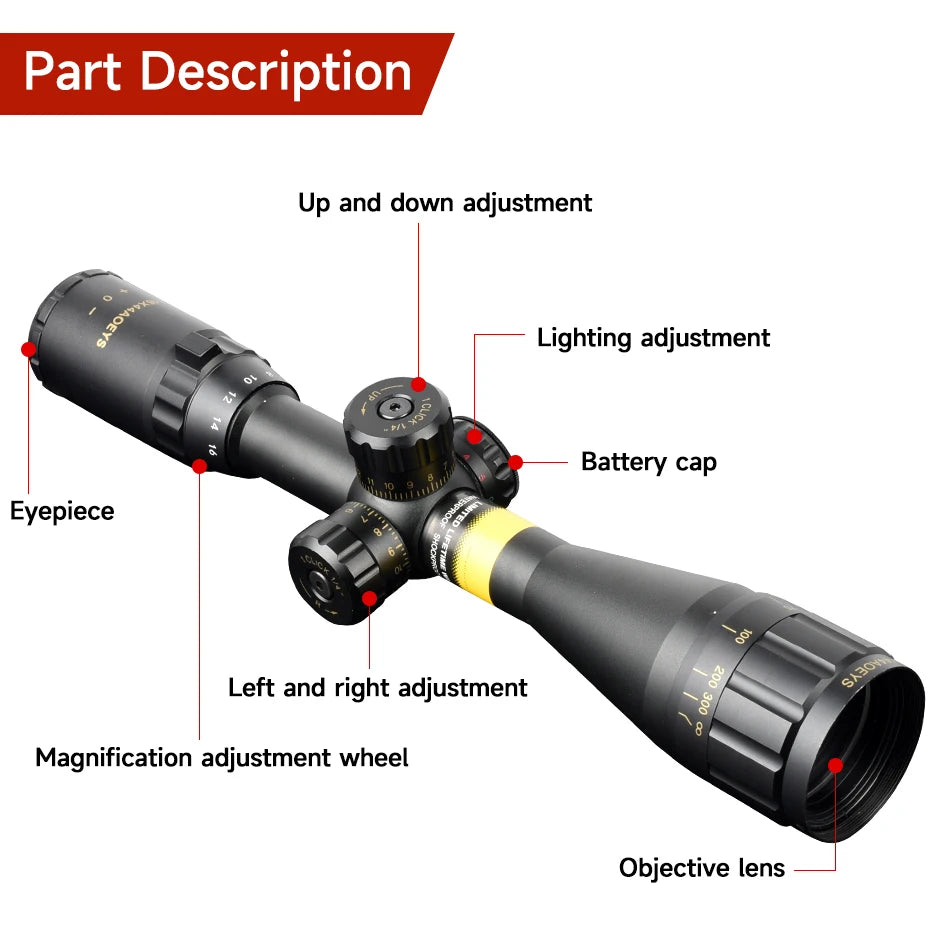 4-16x44 AOEYS Rifle Scopes Sniper Air Gun Sight for Hunting Airsoft Optical Telescopic Spotting Riflescopes Airsoft Optic Sight