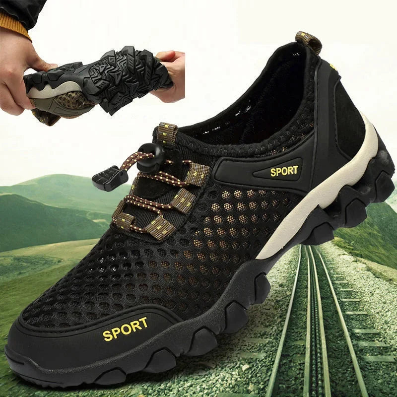 Men Casual Tennis Sneakers Summer Fashion Breathable Mesh Shoes Mens Non-Slip Hiking Shoe Sneaker for Men Climbing Trekking