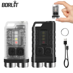 BORUiT V3 Flashlight Keychain Tiki Lantern EDC Powerful Light Type-C Rechargeable Torch With Magnet UV Lamp Camping Fishing