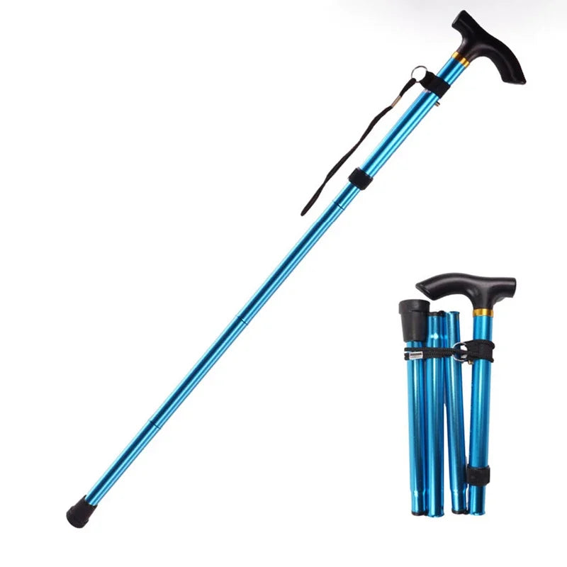 Multifunction Walking Stick Trekking Poles Telescopic Fold Crutches Hiking Stick Crutch Elderly Metal Stick Walking Cane Outdoor