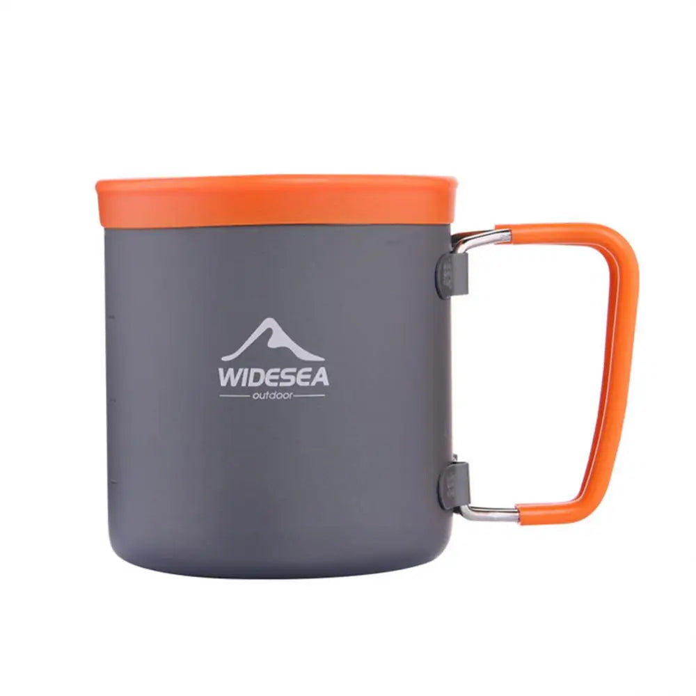 480ml Cookware Kit WIDESEA Aluminum Camping Cup Outdoor Tableware Travel Picnic Drinking Mug Orange PP BBQ Tableware Equipment