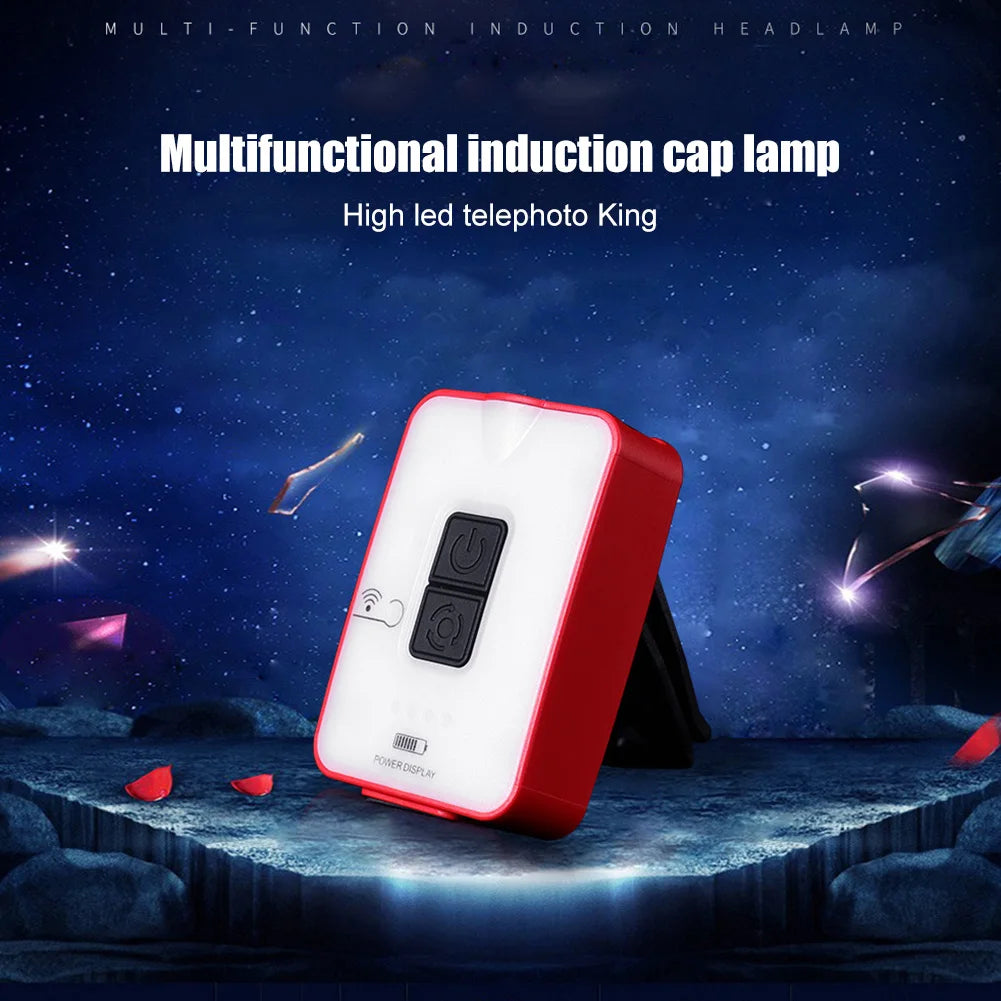 1PCS Mini COB LED Head Lantern Sensor Headlamp Flashlight Cap Clip on Light Headlights Portable Outdoor Camping Head Lamp