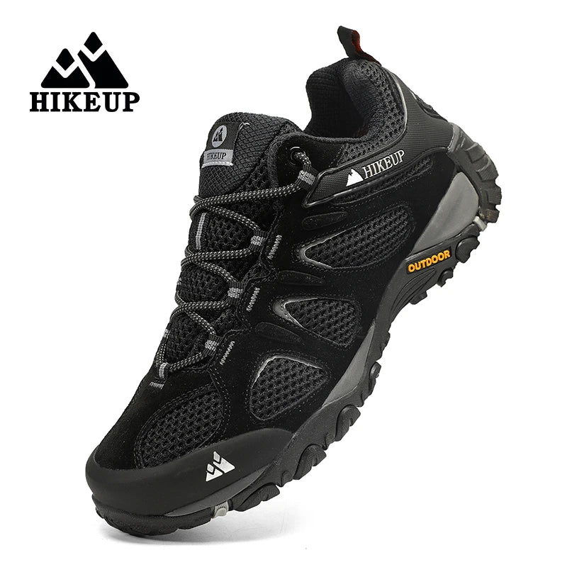 HIKEUP New Arrival Leather Hiking Shoes Wear-resistant Outdoor Sport Men Shoes Lace-Up Mens Climbing Trekking Hunting Sneakers