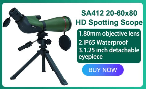 Svbony Telescope SV13 20-60x80 Zoom Spotting Scope 45-Degree Large Field of View Birdwatching Hiking Camping Equipment