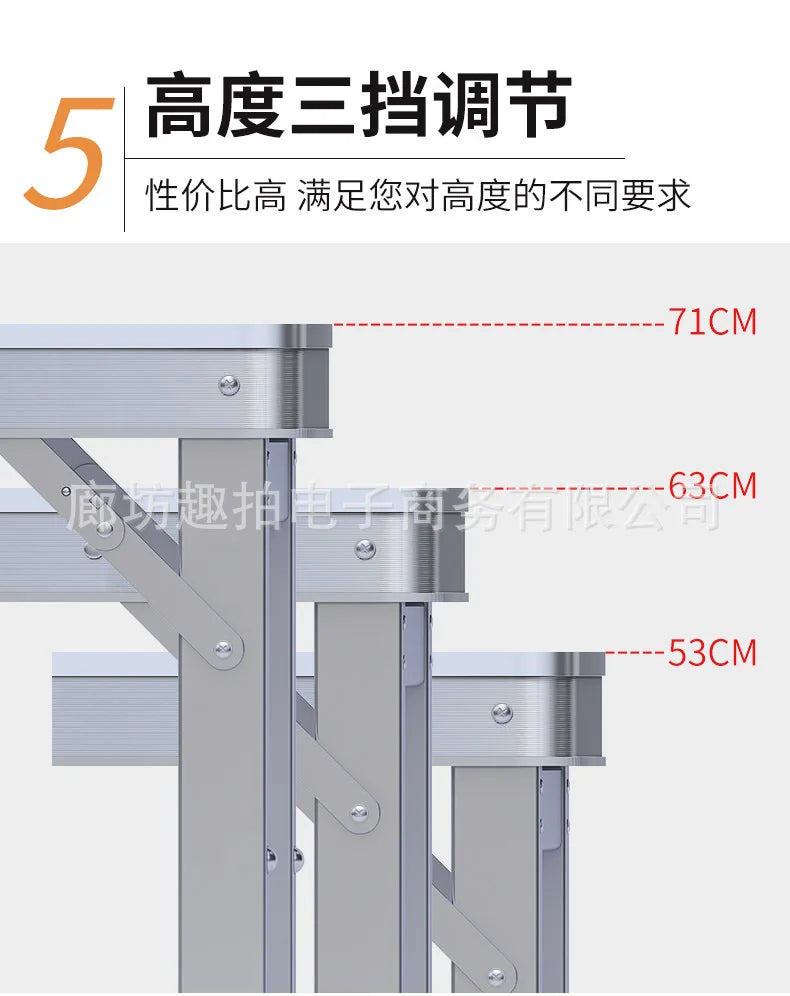 Folding Table Outdoor Stall Night Market Household Foldable Portable Aluminum Alloy Camping and Picnic Table and Chair