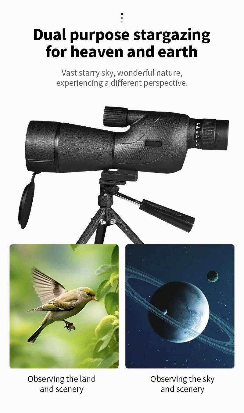 25-75x60 Spotting Scope Zoom Monocular Powerful Telescope Bak4 Prism ED Lens For Outdoor Camping Bird Watching Shooting