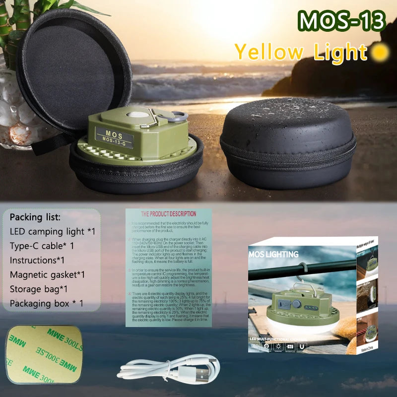 MOSLIGHTING Camping Light Rechargeable Portable Suspension Magnetic Suction Ultra Bright LED Tent Light Fishing Lights Outdoors