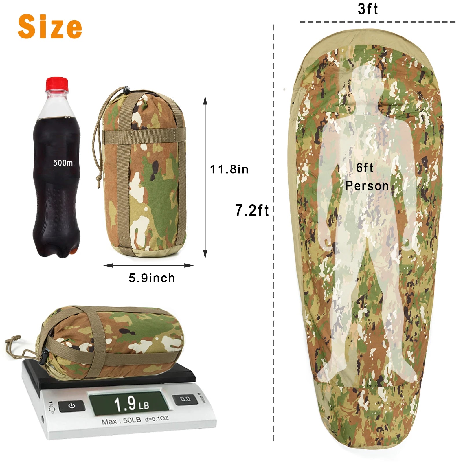 Akmax.cn Bivy Cover Sack for Military Army Modular Sleeping Bags, Multicam Camo/Woodland/UCP