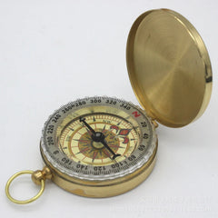 Compass for New Outdoor Camping Hiking Portable Pocket Brass Gold-Colored Copper Compass Navigation with Noctilucence Display