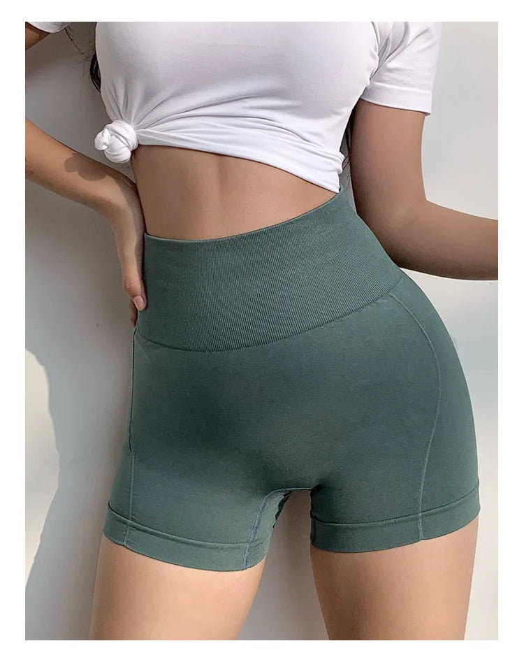 Women Seamless High Waist Sport Shorts Belly Body Shaper Fitness Cycling Running Short Casual Safety Pants Gym Yoga Clothing