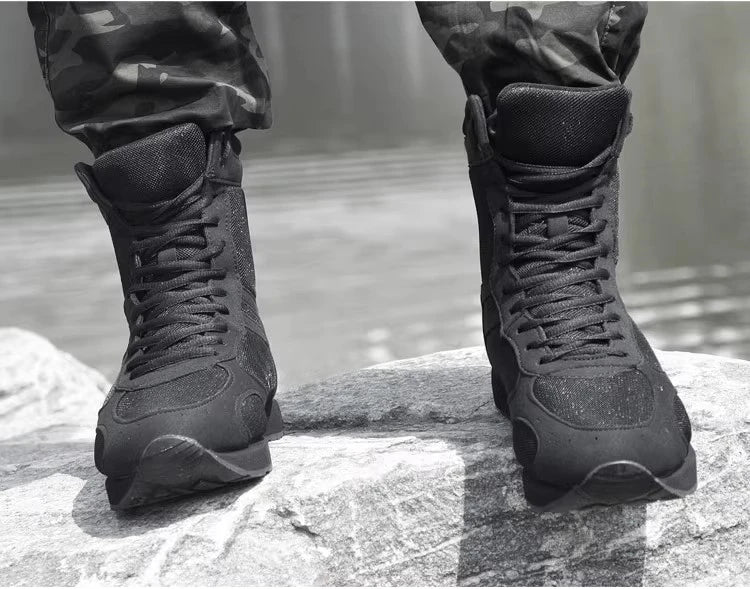 Ultralight Military Combat Boots Mens Black Work Shoe Outdoor Run Desert Hiking Shoes Army Training Tactical Boots Male Sneakers