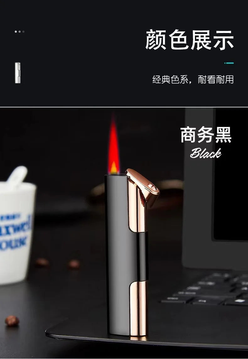 Cool Fashion Butane Windproof Metal Lighter Simple Portable Lighter Cigarette Cigar Accessories Men's Gift Outdoor Camping Tool