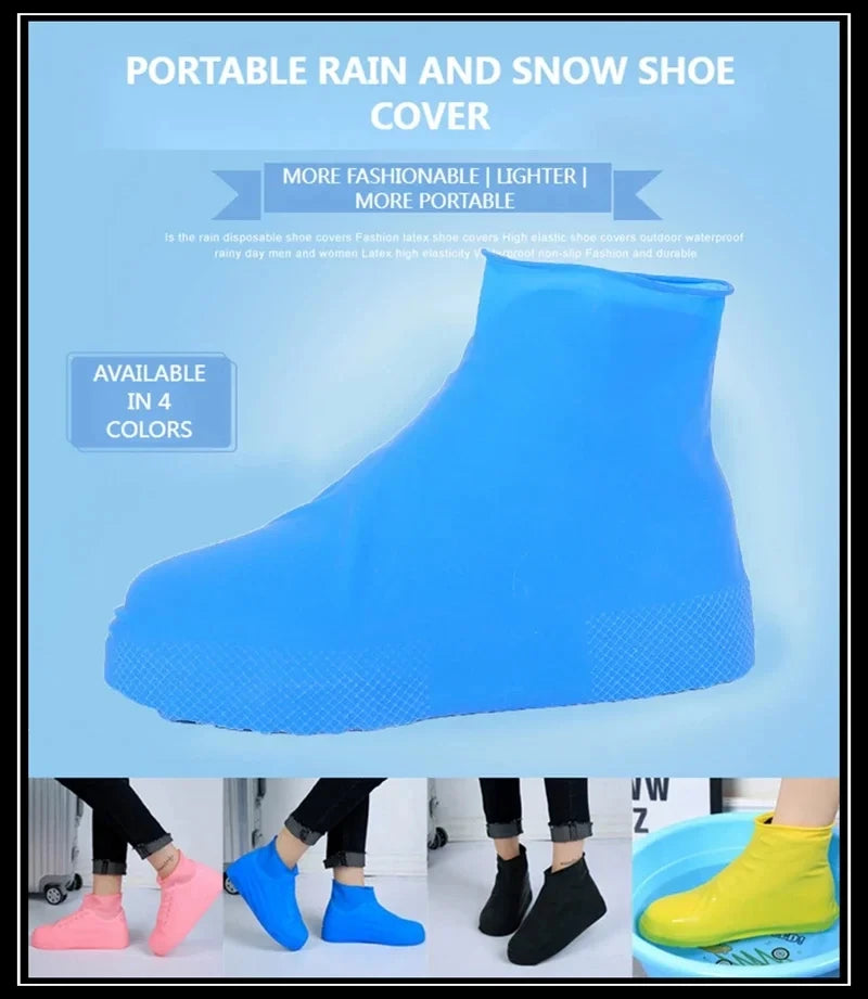 1 pair latex waterproof shoe covers thickened material shoe covers boots outdoor climbing travel shoe covers rainy day reusable