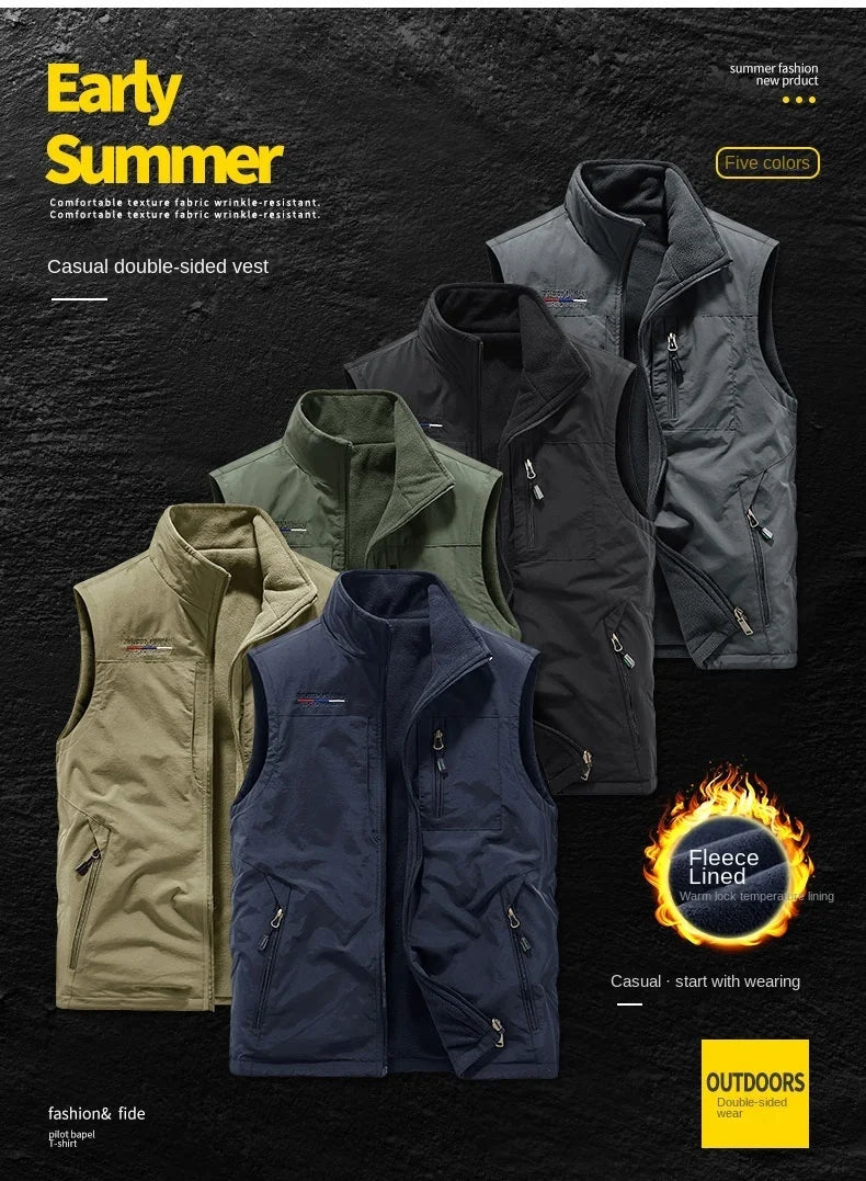 Work Vest Men Photography Clothing MAN Tactical Jackets Winter Motorcyclist Mountaineering Men's Sleeveless Coat