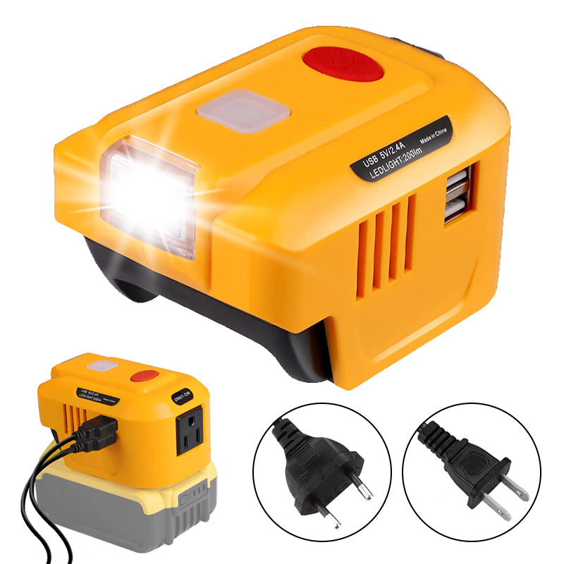 For Dewalt 20V 18V Lithium Battery Inverter Generator DC 20V To AC 110V/220V Portable Inverter Power Station with LED Light USB