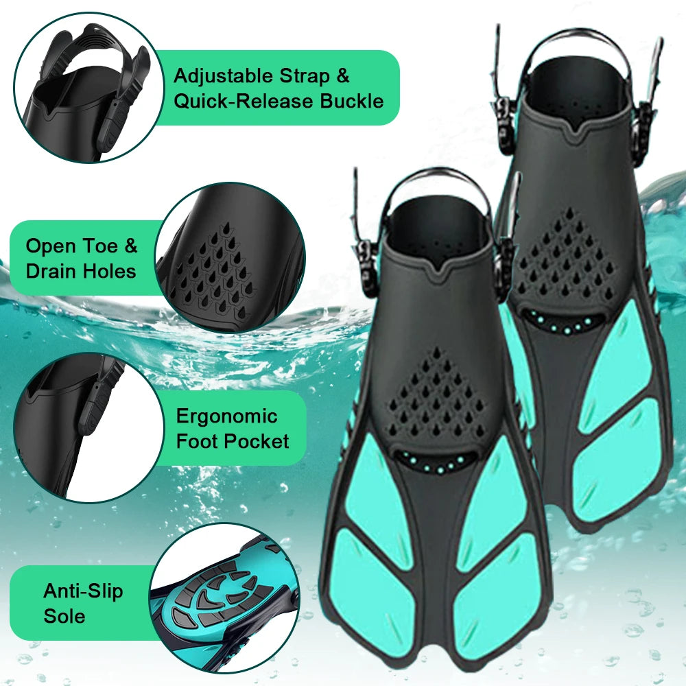 Professional Snorkeling Foot Diving Fins Adjustable Adult Swimming Fins Flippers Swimming Equipment Water Sports Child Kid Adult