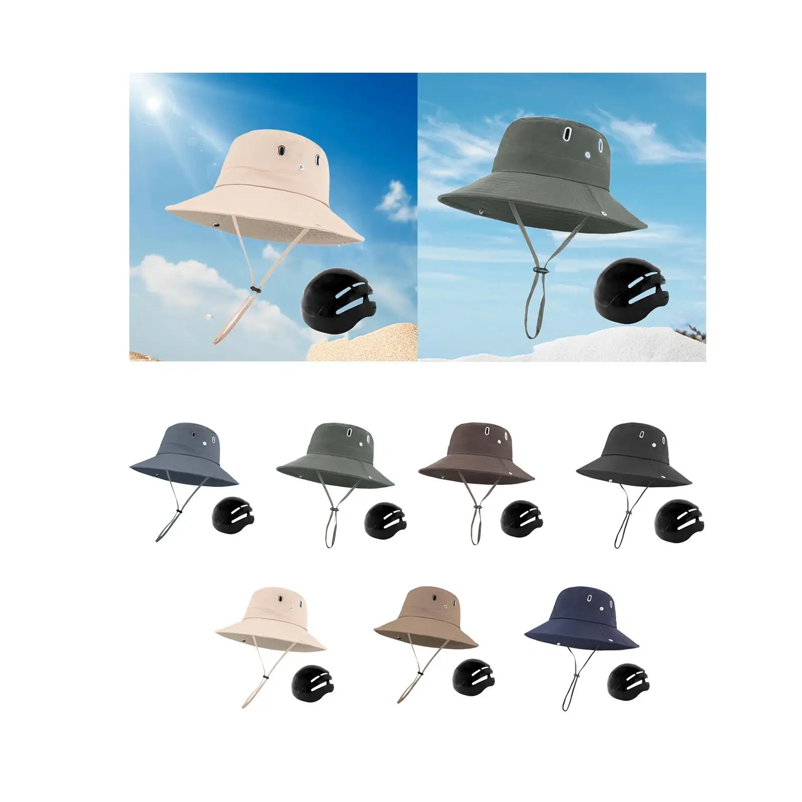 Sun Hat with Adjustable Chin Strap Shockproof with Hard Shell Fishing Hat for Commuting Gardening Outdoor Hiking Mountaineering