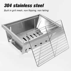 Portable Camping BBQ Grill Stainless Steel Barbecue Grill Portable Outdoor IGT Table Stove Folding Firewood Stove Camping Stove