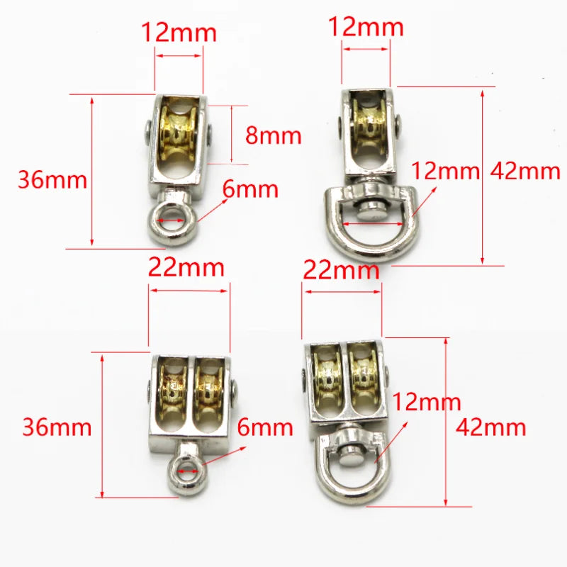 36/48/52/58/75/86mm Mini Pulleys Metal Sheave Zinc Alloy Katrol Wiel  Lifting Rope Roller Pulley Wheel Climbing