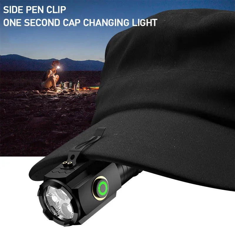 3 F350 LED Mini  Flashlight Powerful Type-C Rechargeable 18350 Battery Torch SST20 2000LM Lamp with Tail Magnet Tactical Lantern