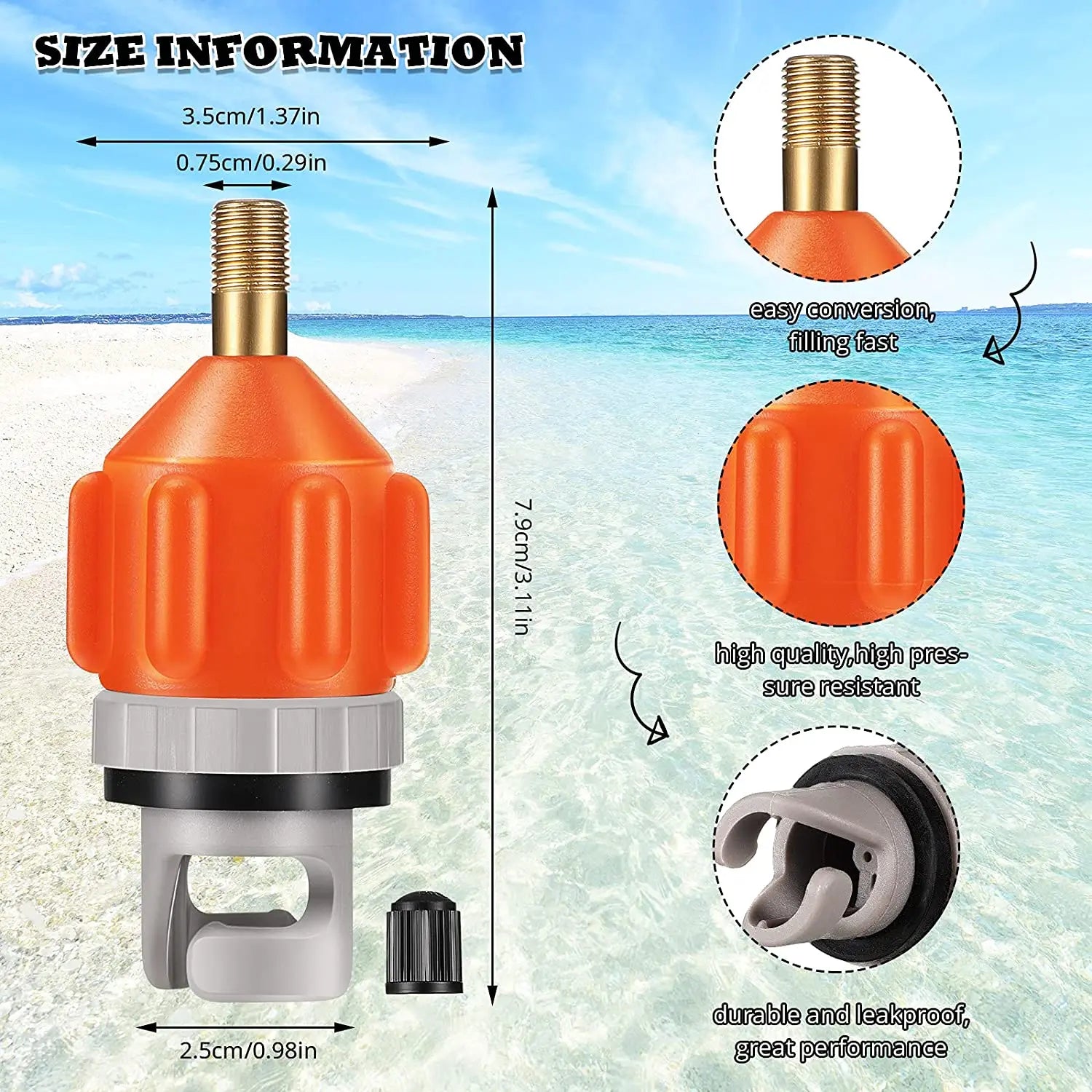 Inflatable Pump Boat Air Valve Adapter Universal SUP Board Inflator Converter With 4 Nozzles For Surfing Pump Mattress Airbed