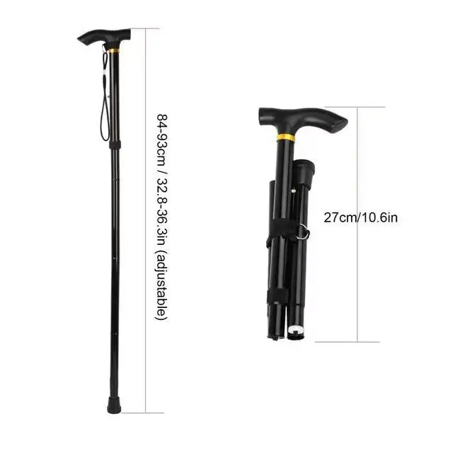 Outdoor Mountaineering Trekking Folding Trekking Pole Five Telescopic Crutches Travel Climbing Sports Aluminum Alloy Cane