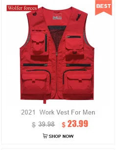 Men's Thin Tooling Loose Quick Drying Vest Men's Outdoor Sports Coat Multi Pocket Stand Collar Vest Spring Camping Fishing Vest