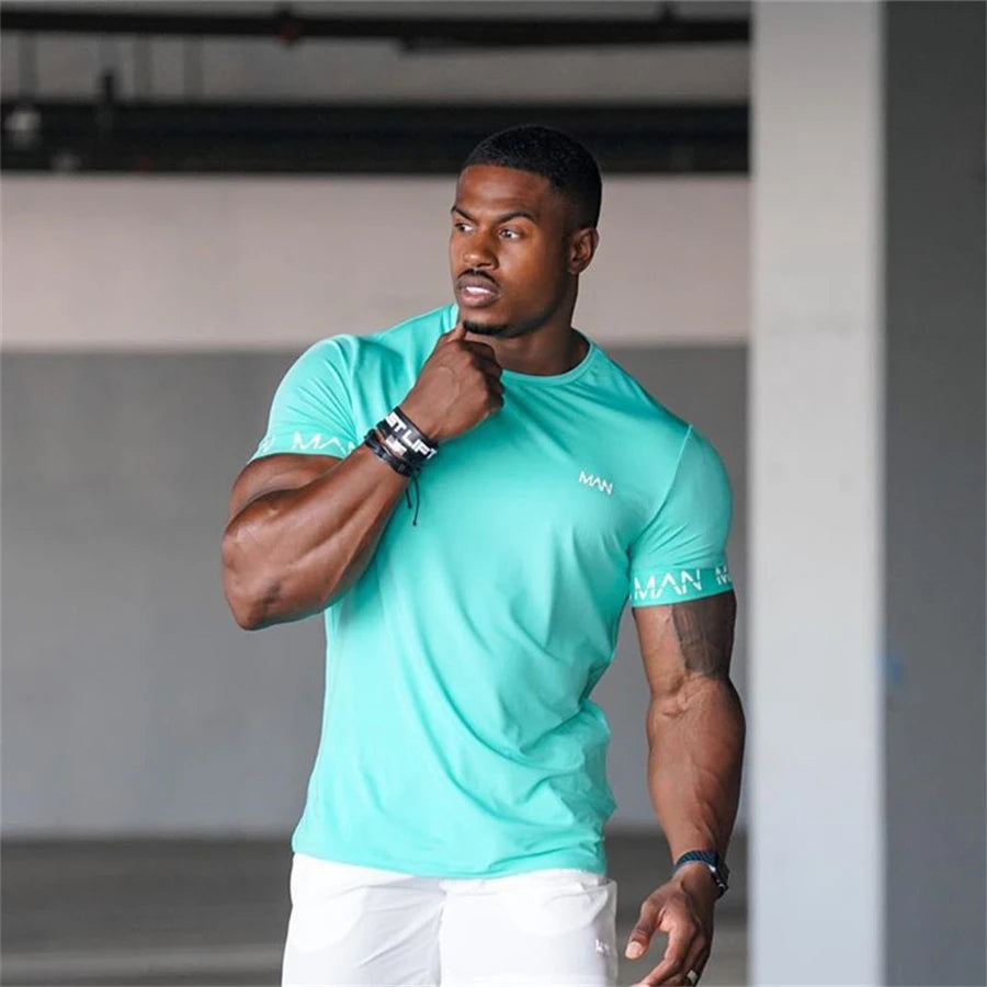 2024 New Men's Short-sleeved Gyms Fitness T-shirt Summer Running Fitness Top Streetwear Comfortable Sports T-shirt clothing