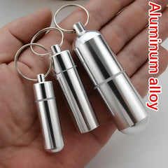 Mini Stainless Steel Sealed Capsule Waterproof Pill Box Camping Firstaid Pendant Travel Outdoor Portable Pill Case