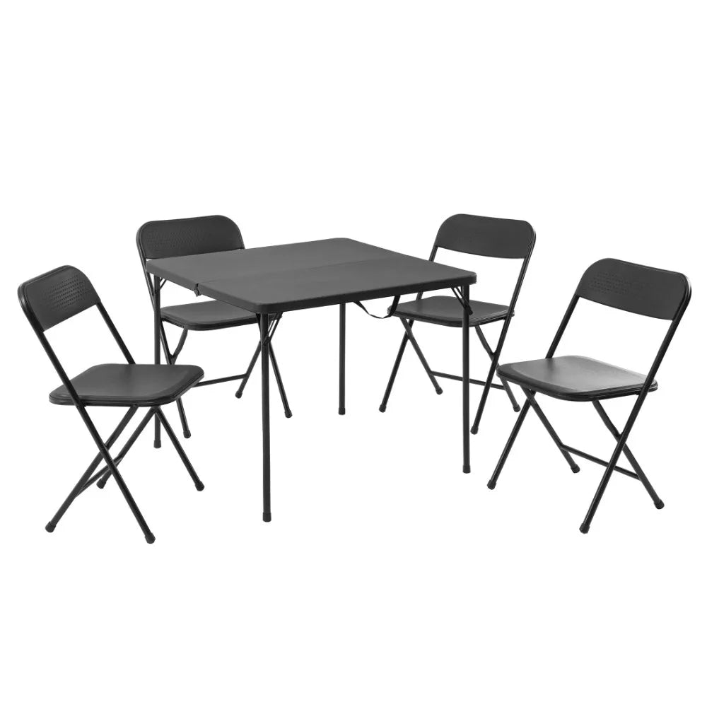 2024 New Mainstays 5 Piece Resin Card Folding Table and Four Folding Chairs Set