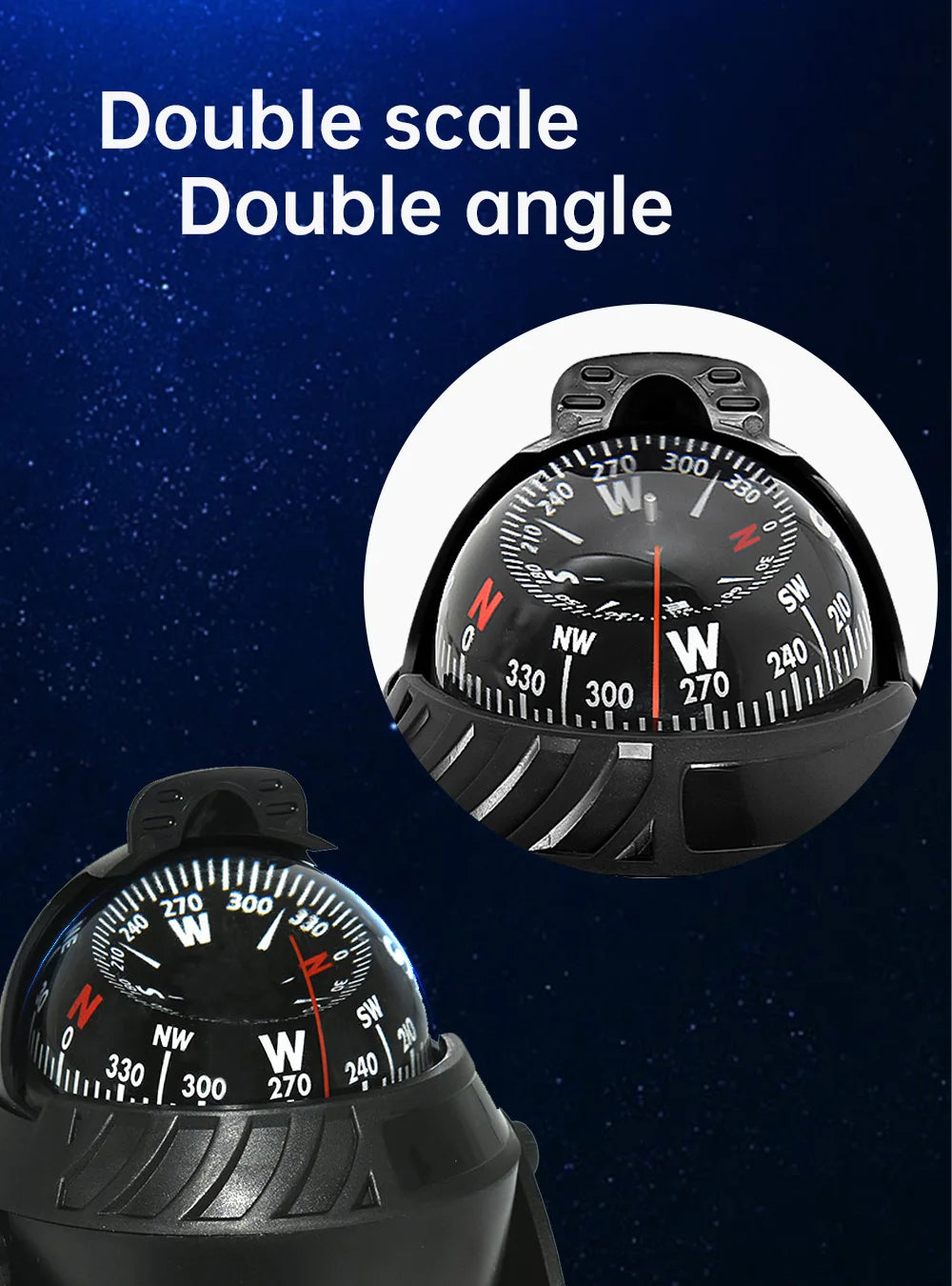 HD Sea Marine Pivoting Compass Electronic Navigation Compass Camping Gear LED Light Compass Guide Ball for Boat Vehicle Car