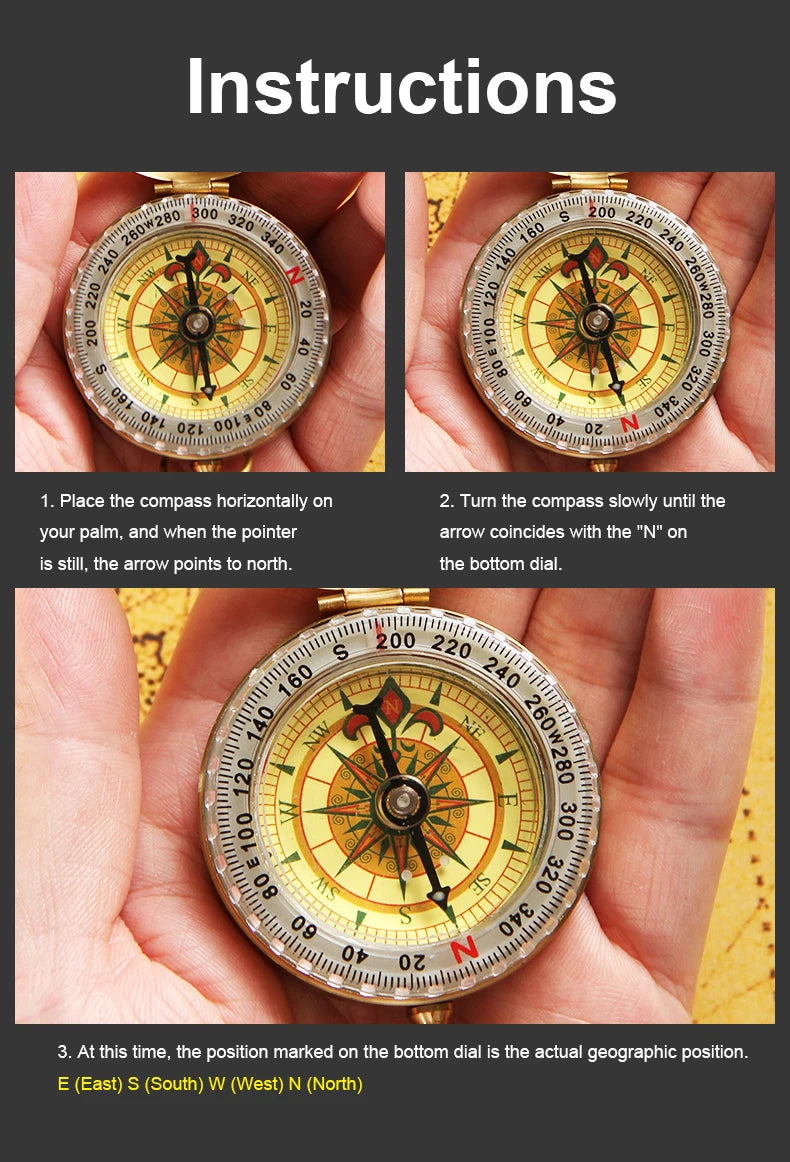 Navigation Compas Portable Compass Travel By Walking Survival Pocket Brass Gold Compass High Quality Camping Gift Hiking Sports