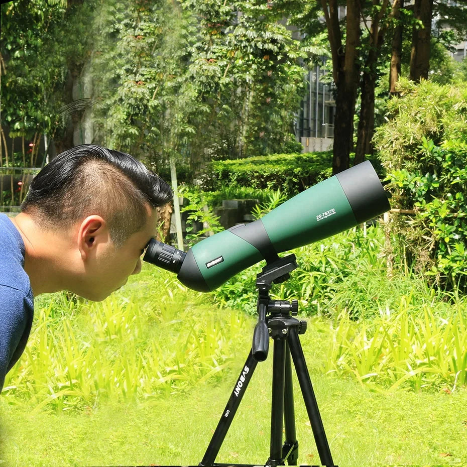 SVBONY SV403 Zoom Telescope 25-75x70mm Spotting Scope Multi-Coated Optics Monocular 64-43ft/1000yards W/ Table Tripod