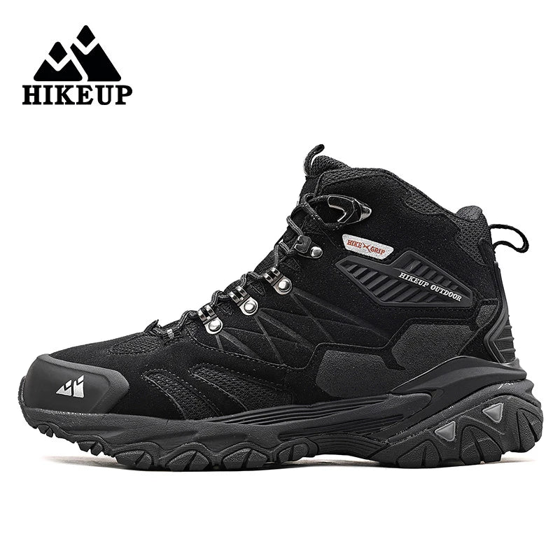 HIKEUP Hiking Boot Men Outdoor Boots Suede High Top Trekking Sport Men Shoes Rainproof Tactical Combat Military Boots