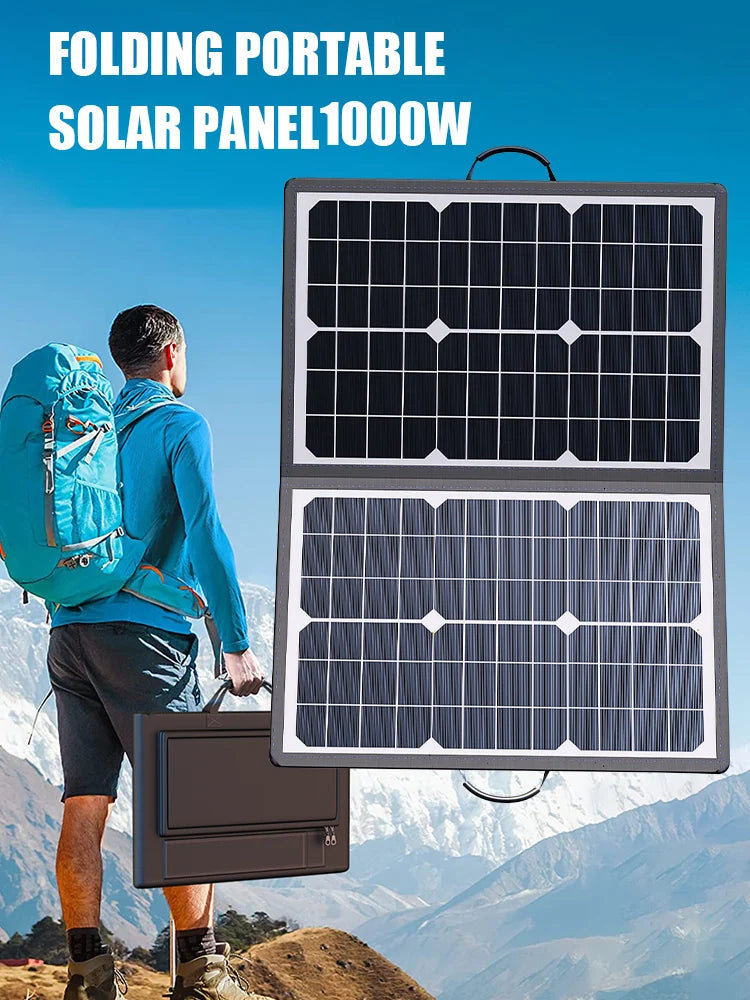 Foldable Solar Panel Kit 1000W Complete Camping Solar Power Station Portable Generator Charger 18V for Car Boat Caravan Camping