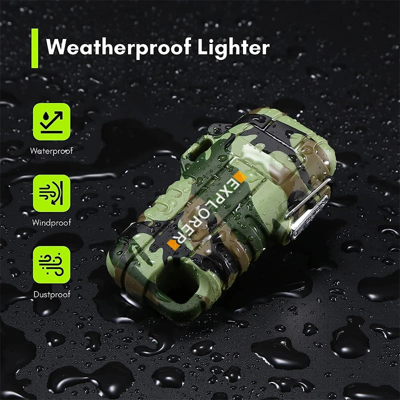 Outdoor Pendant Waterproof and Windproof Double Arc with USB Rechargeable Lighter Flameless Suitable for Camping Men's Tool