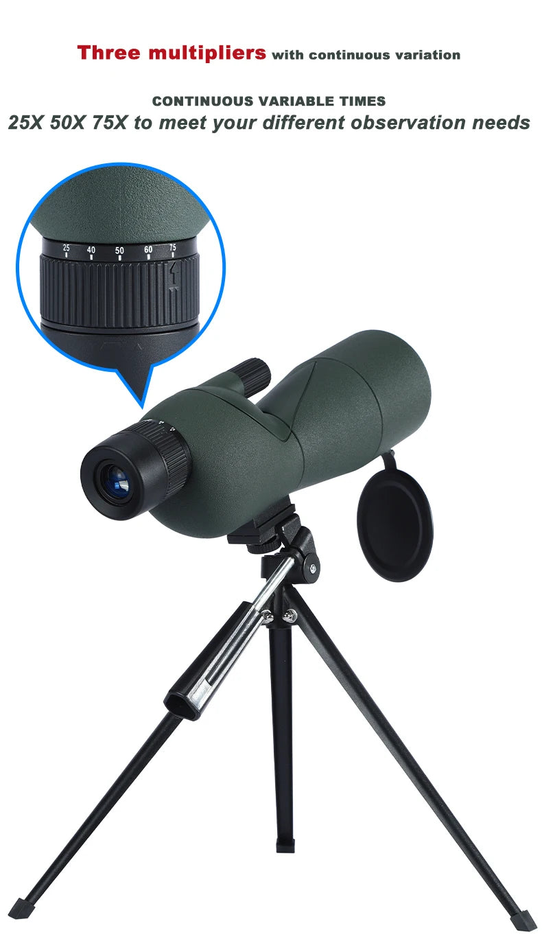 25-75x60 HD Spotting Scope Zoom Monocular Powerful Telescope Bak4 Prism ED Lens For Outdoor Camping Bird Watching Shooting