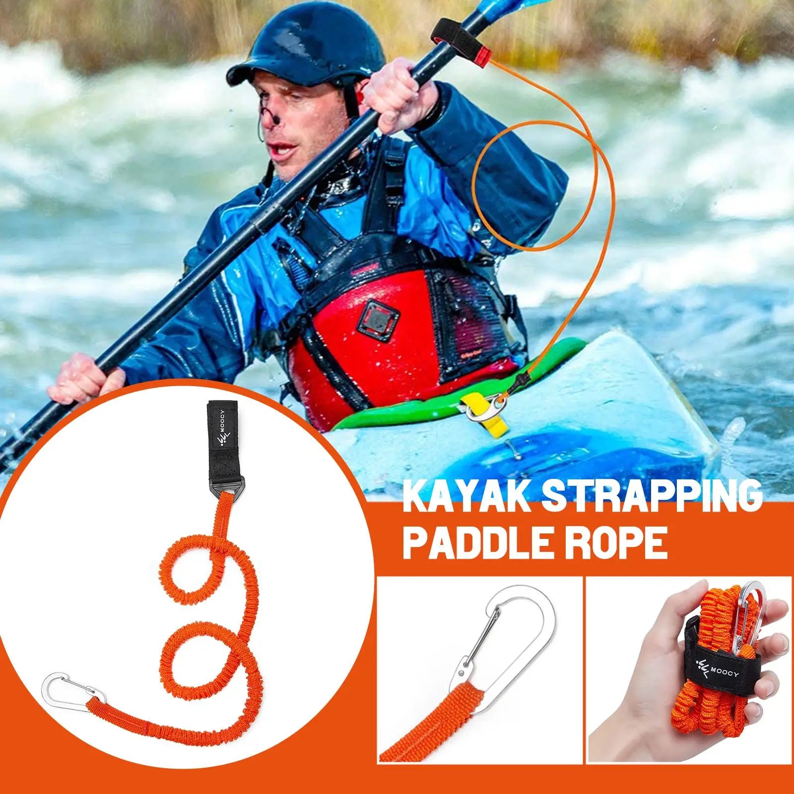 Adjustable Elastic Kayak Paddle Leash With Safety Hook Pole Rod Coiled Rope Fishing Tie Surf Boat Rowing Lanyard Cord Acces I8L9