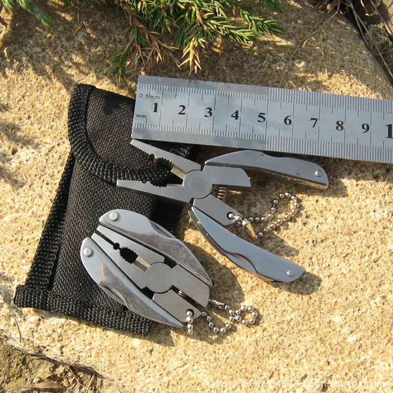 EDC Tools Travel Kits Portable Multifunction Folding Plier,Stainless Steel Foldaway Knife Keychain Screwdriver,Camping Survival