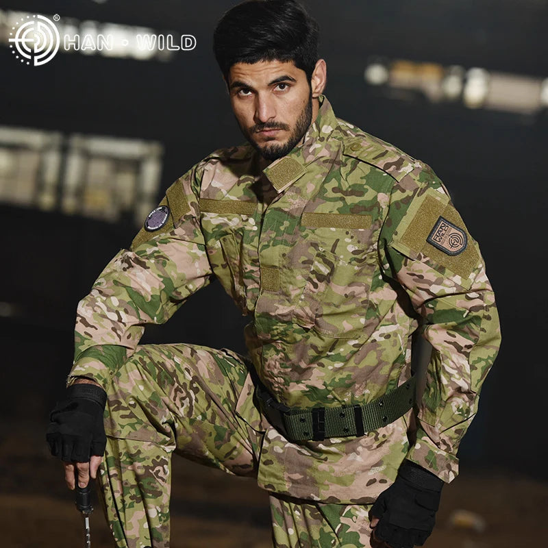 HAN WILD Tactical Uniform Airsoft Camouflage Hunting Suit Soldier Men Combat Jackets Pants Softair Paintball Man Clothing Climb