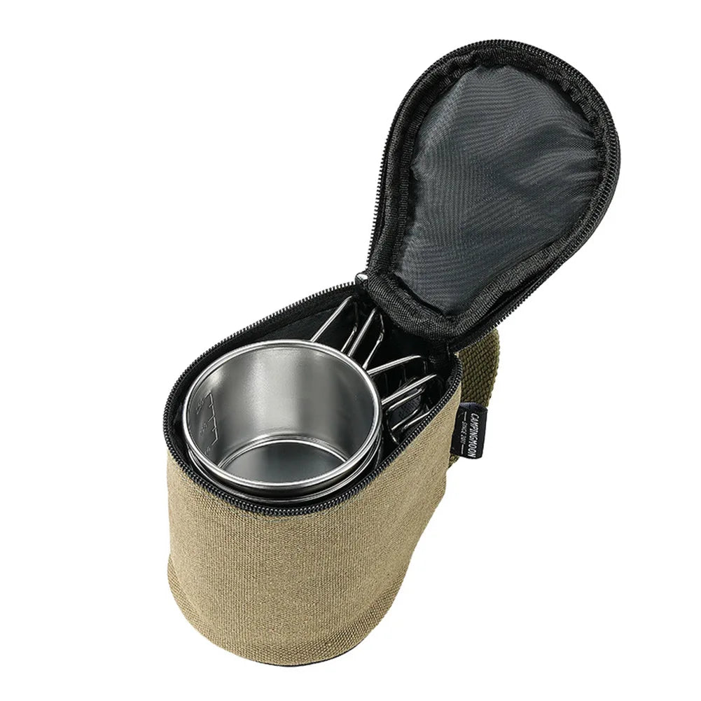 4pcs Camping Sierra Bowl Stainless Steel Coffee Cup W/ Canvas Bag Or Only Bag Hiking Picnic Tent Outdoor Cookware Cooking Supply