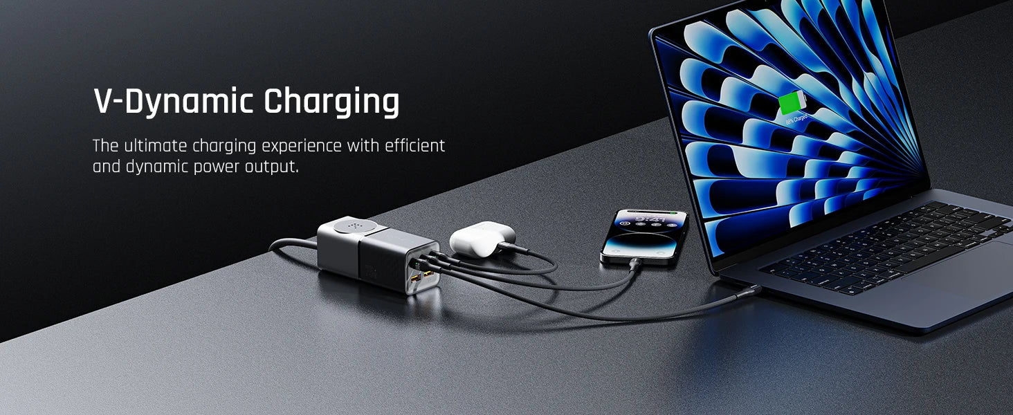 VOLTME 75W Charging Station USB C Charger Portable Power Strip for iphone 15 GaN Desktop Charger Super Fast Charging For Samsung