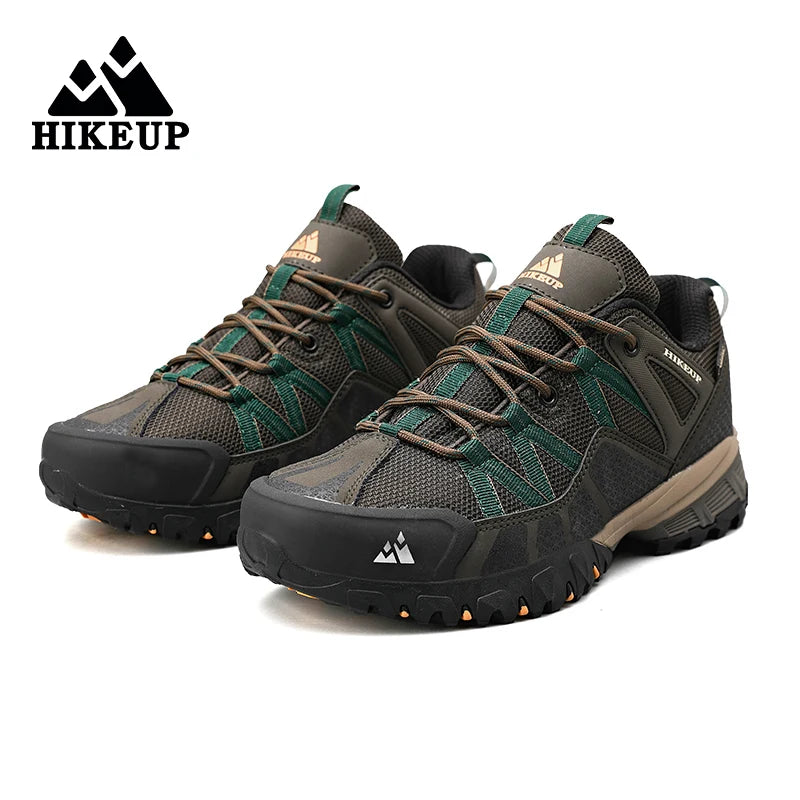 HIKEUP Men Hiking Shoes Mesh Fabric Climbing Shoes Outdoor Trekking Sneakers For Men Rubber Sole Factory Outlet