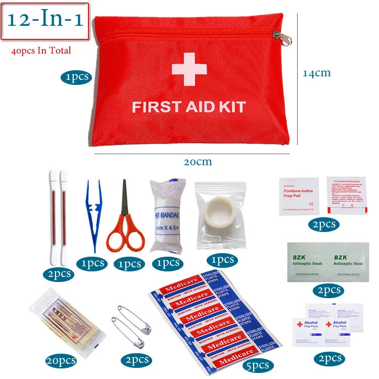 40/50/80pcs Full Kits Portable Mini Outdoor Waterproof First Aid Kit For Emergency Medical Treatment Car Travel Hiking Camping