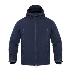 Navy Blue Soft Shell Outdoors Jacket Men Waterproof Army Tactical Jacket Coat Winter Warm Fleece Hooded Windbreaker And Pants