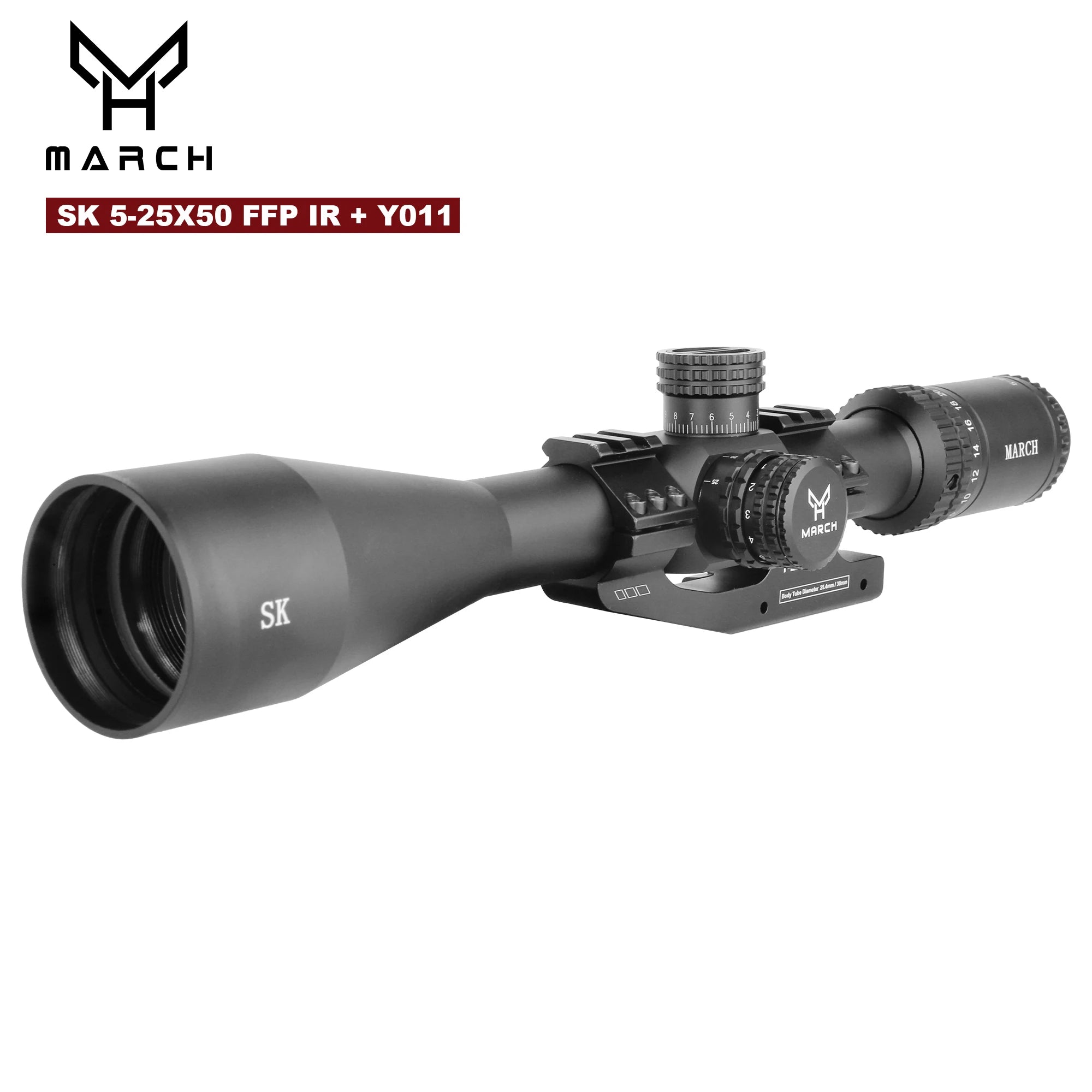 MARCH SK5-25X50 FFP IR Tactical Riflescope Spotting Scope for Rifle Hunting Optical Collimator Airsoft Airgun Sight Etched Glass